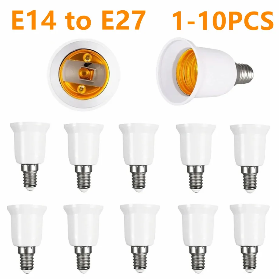 

10~1 шт. 220В 110В Переходник E14 на E27, пластиковый конвертер, высококачественный материал, держатель лампы, адаптер для лампочки