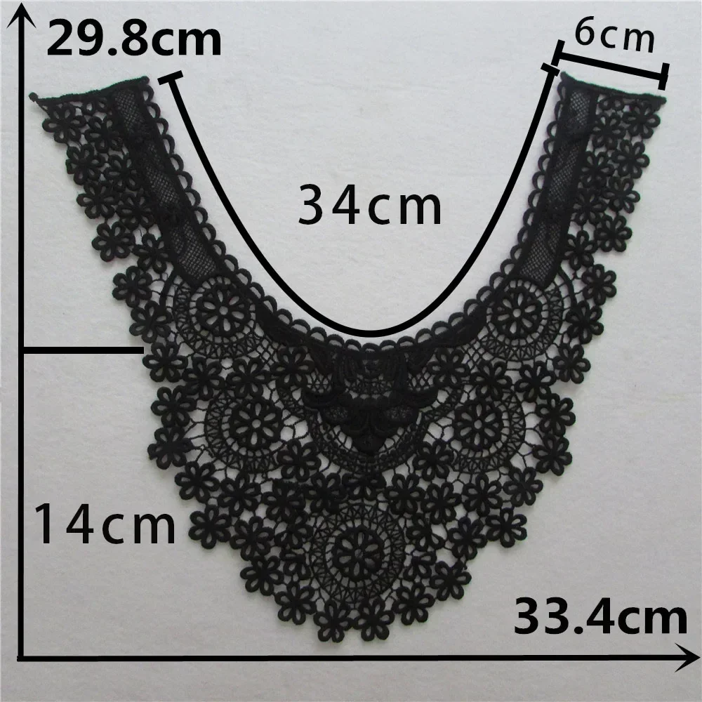 Wholesale sales 1-10 pieces of decorative accessories black and white embroidered polyester hollow DIY Collar shape sewing lace