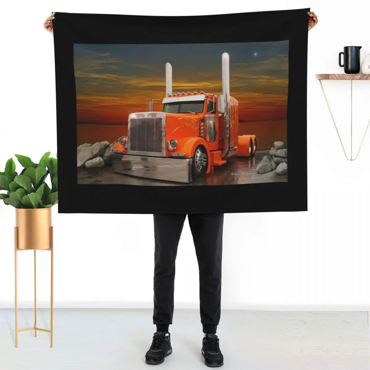

Orange Peterbilt Throw Blanket Soft Comfort Blanket for Reading Watching TV