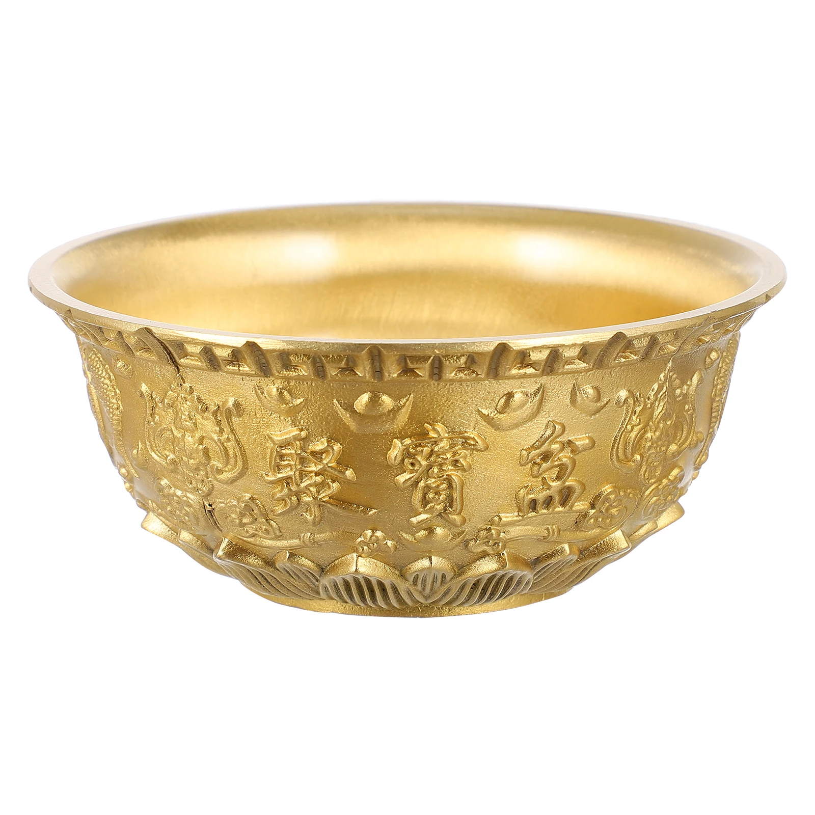 

1pc Decorative Brass Treasure Wealth For Home Office Templeluck Fortune Decor Crafting Bowl Ornament Metal Bowl Gift