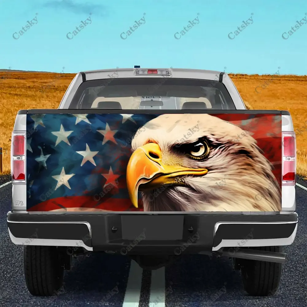 Flying American Flag With Eagle Car Tail Trunk Protect Vinly Wrap Cover Decal Auto Accessories Hood Sticker for Off-road Pickup