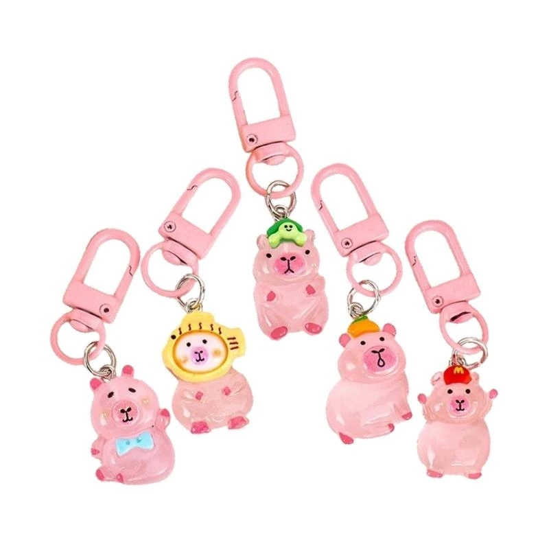 5Pcs Night Glow Function Keychain Funny Bag Charm Chain Ornament