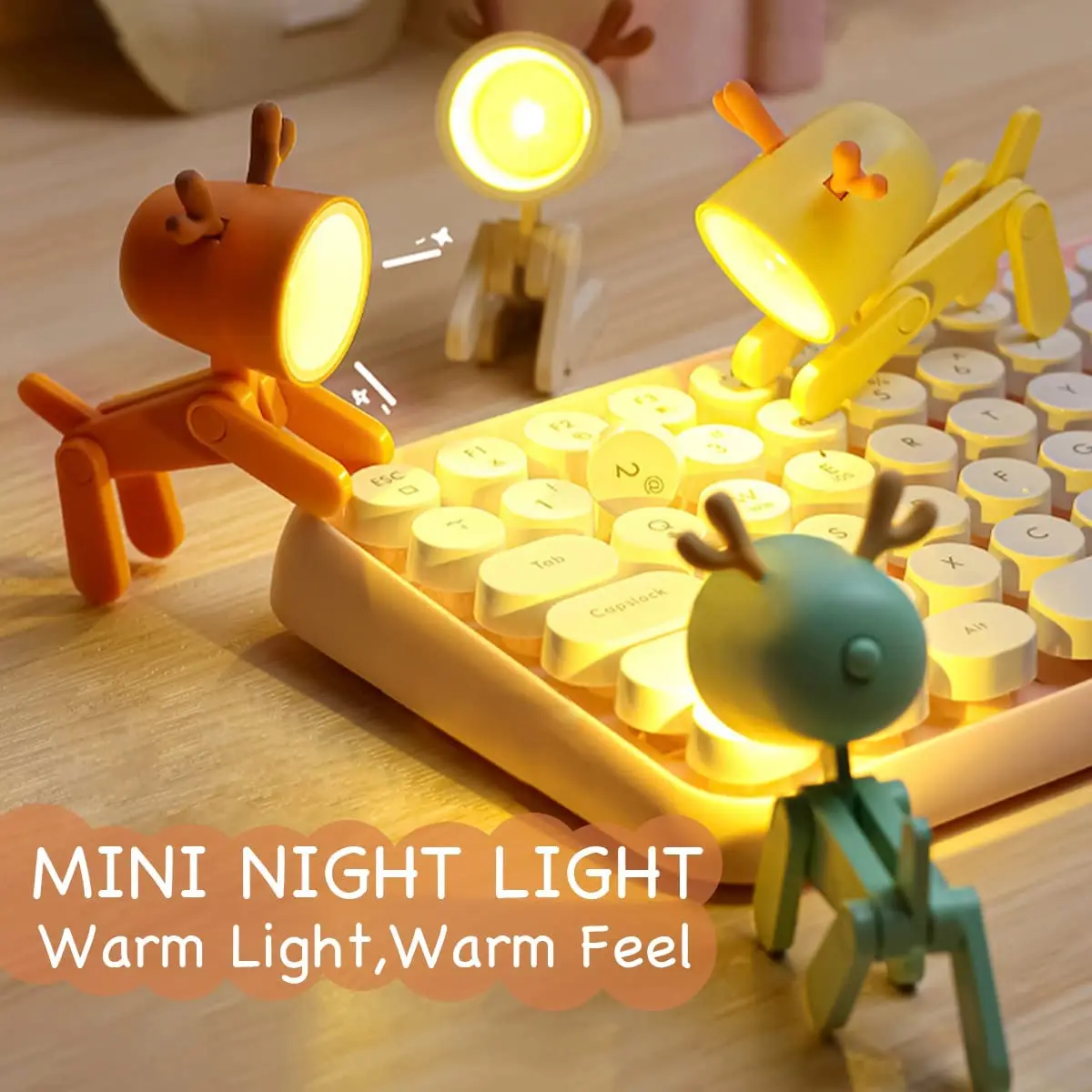 Pet LED Night Light Mini Cute Desk Decorative Lamp Adjustable Phone Holder Portable Book Light Foldable Table Lamp Room Decor