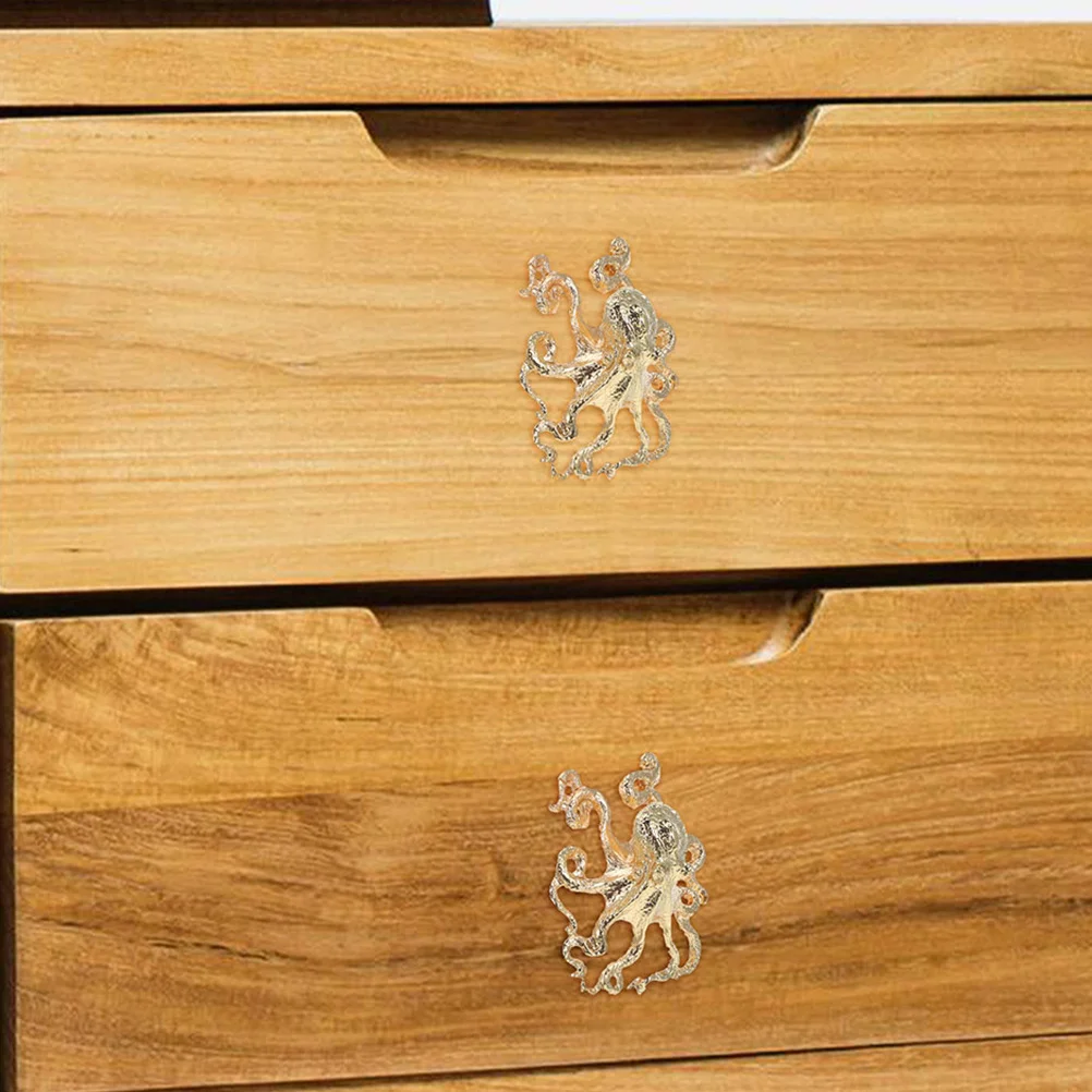 

2Pcs Octopus Drawer Handles Marine Style Cabinet Knobs Zinc Alloy Nautical Furniture Pulls Beach Themed Wardrobe Decor