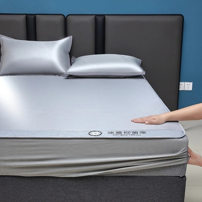 

Fitted Cooling Summer Mat 3pcs Set Fitted Sheet Style Cool Mattress Cover + 2 Pillowcases Soft Breathable Washable for AC Room