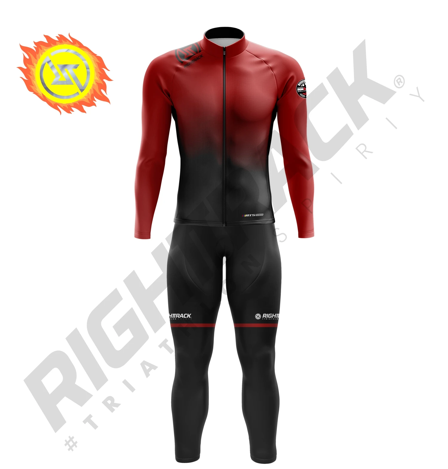 New RIGHTTRACK Winter Trisuit Thermal Fleece Long Sleeve Skinsuit Skiing Cycling Running Skating Triathlon Sports Apparel