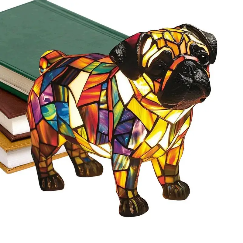 

Table Lamp Vintage Animals Table Lamp 3D Dog Bedside Light Retro Stained Home Decoration For Nursery Bedroom Kids & Adults
