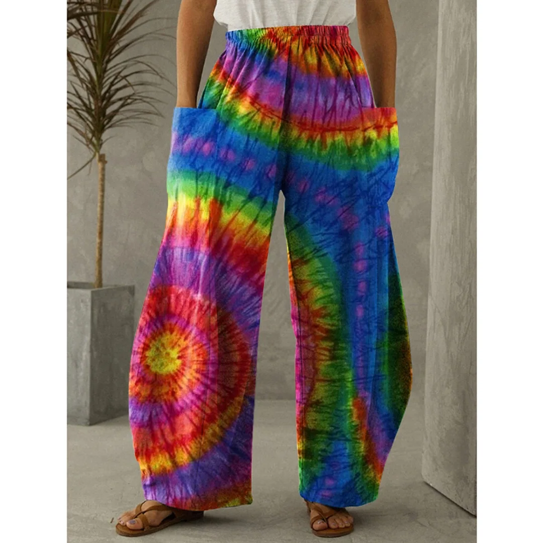 

Swirl Gifts Full Length Wide Leg Pants Printed Thin Hipster Colorful Trousers Fashion Summer Streetwear Sweatpant Women Clothing