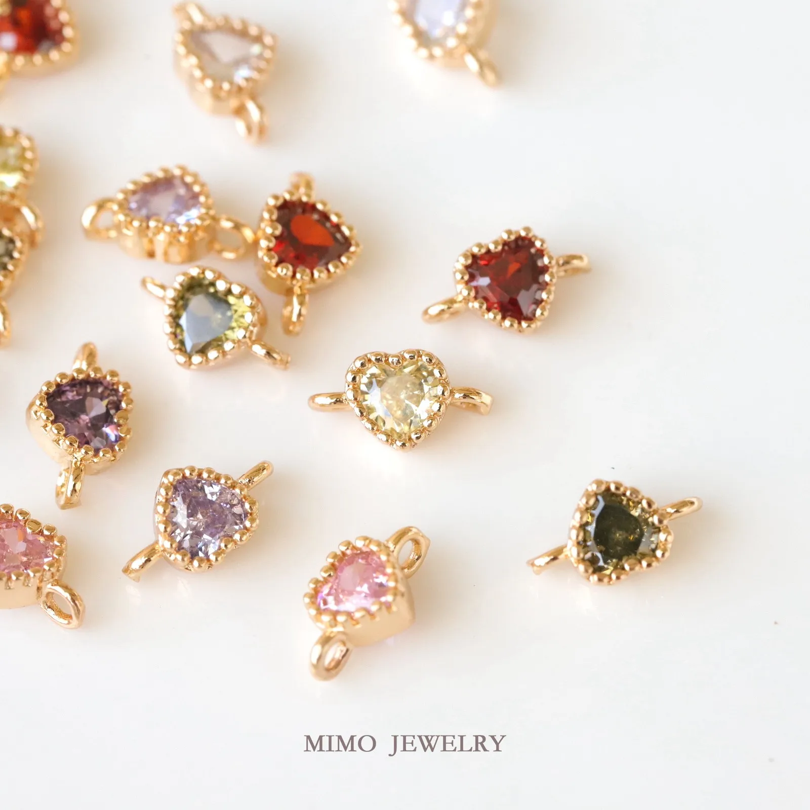 

Colorful Double Hanging Cake Side Love Zircon Charms Pendant Supplies DIY Hand Brass Gold Plated Accessories 5x9MM