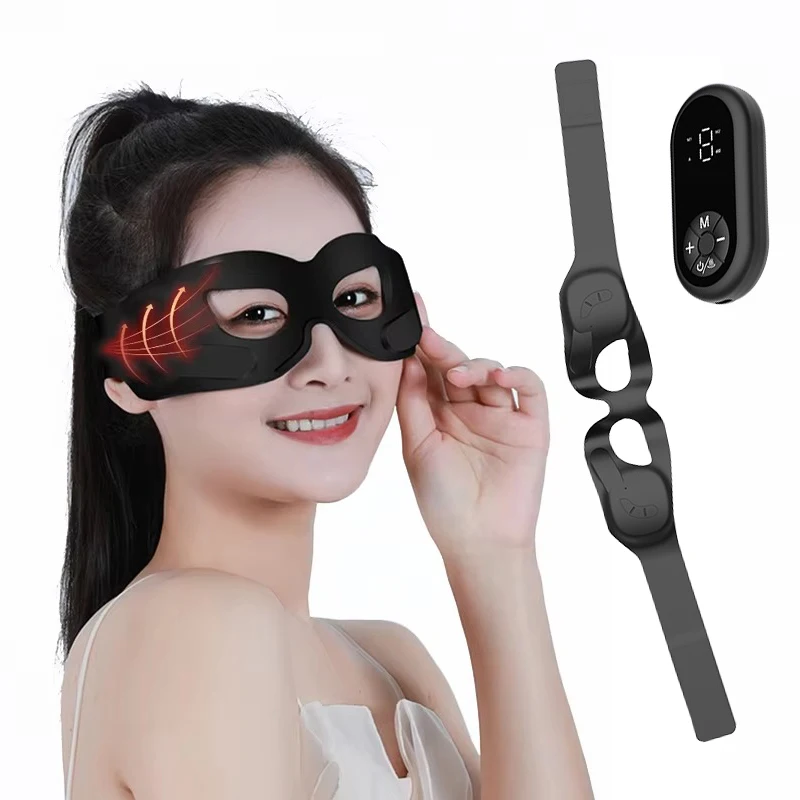 Portable LED Display Eye Massager Dark Circle Removal Massage Anti Wrinkles Facial Eye EMS Heated Massager Silicone Mask Device