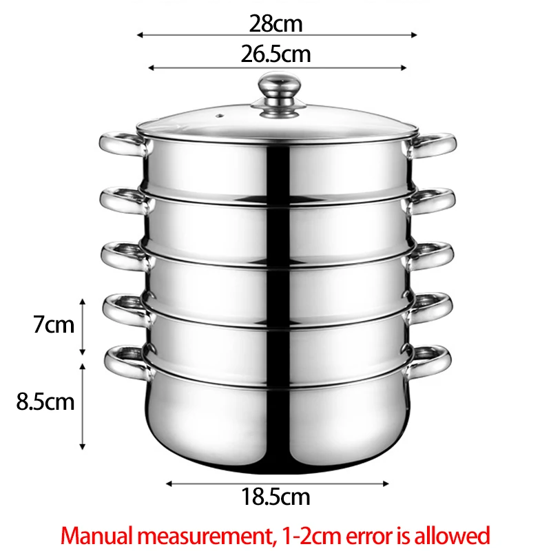 Universal Cooking Pots Stainless Steel Thick Steamer pot 5-layer Soup Steam Pot for Induction Cooker Gas Stove steam pot 28cm