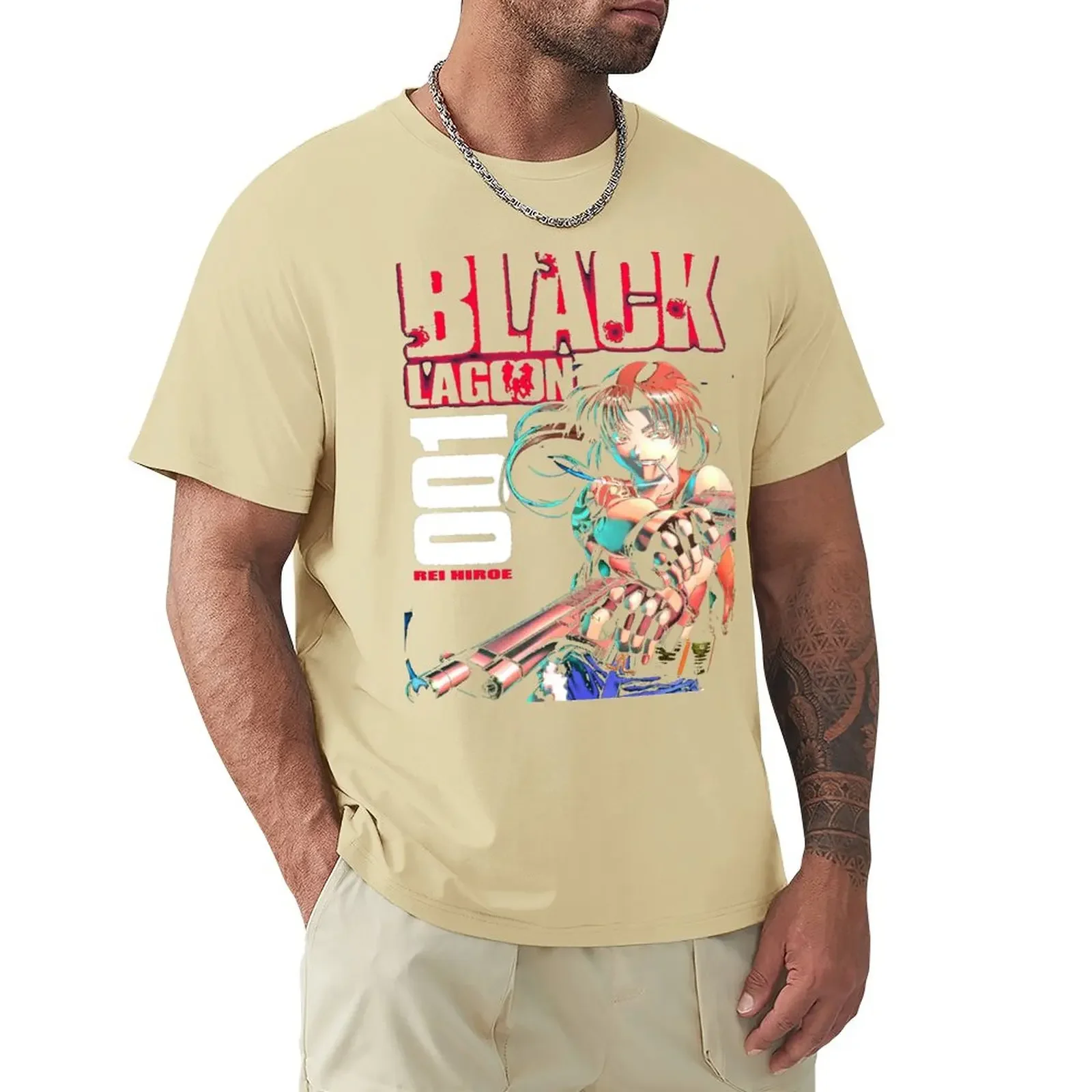 Camiseta de la laguna Negra para hombre, corta Camisa lisa, cuello redondo, manga, Estilo vintage, ropa harajuku