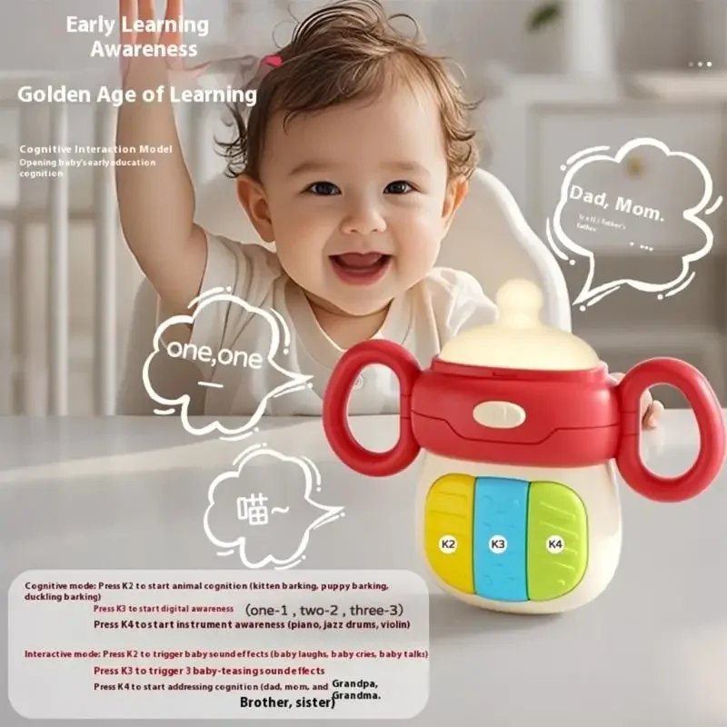 جهاز راديو محمول للأطفال مزود بإضاءة صوتية تفاعلية وآمنة ومشغل موسيقى وراديو وجهاز تطوير اللغة للتعلم المبكر 15UB