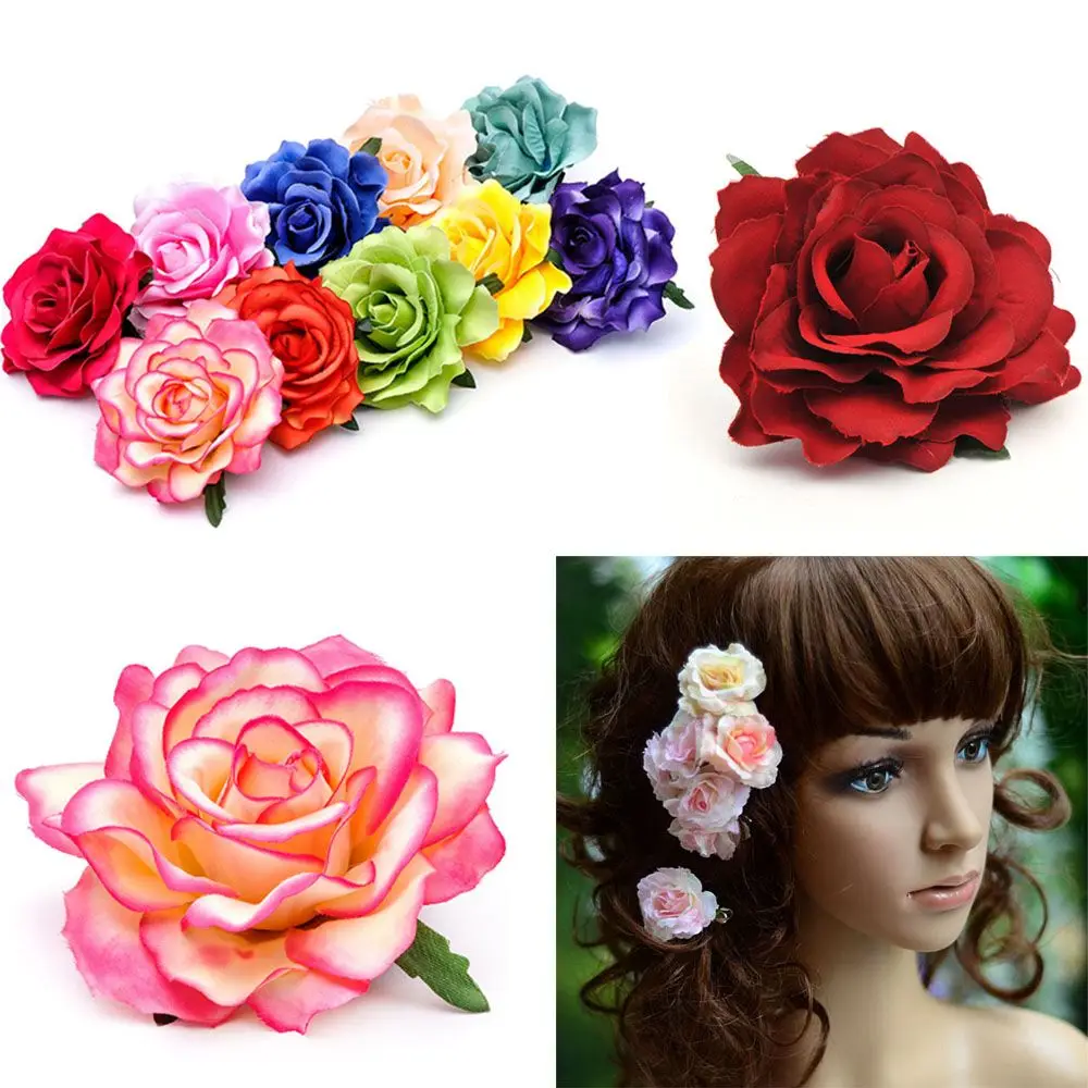 Party Women Bridesmaid Rose Flower Hairpin Brooch Hair Clip Wedding