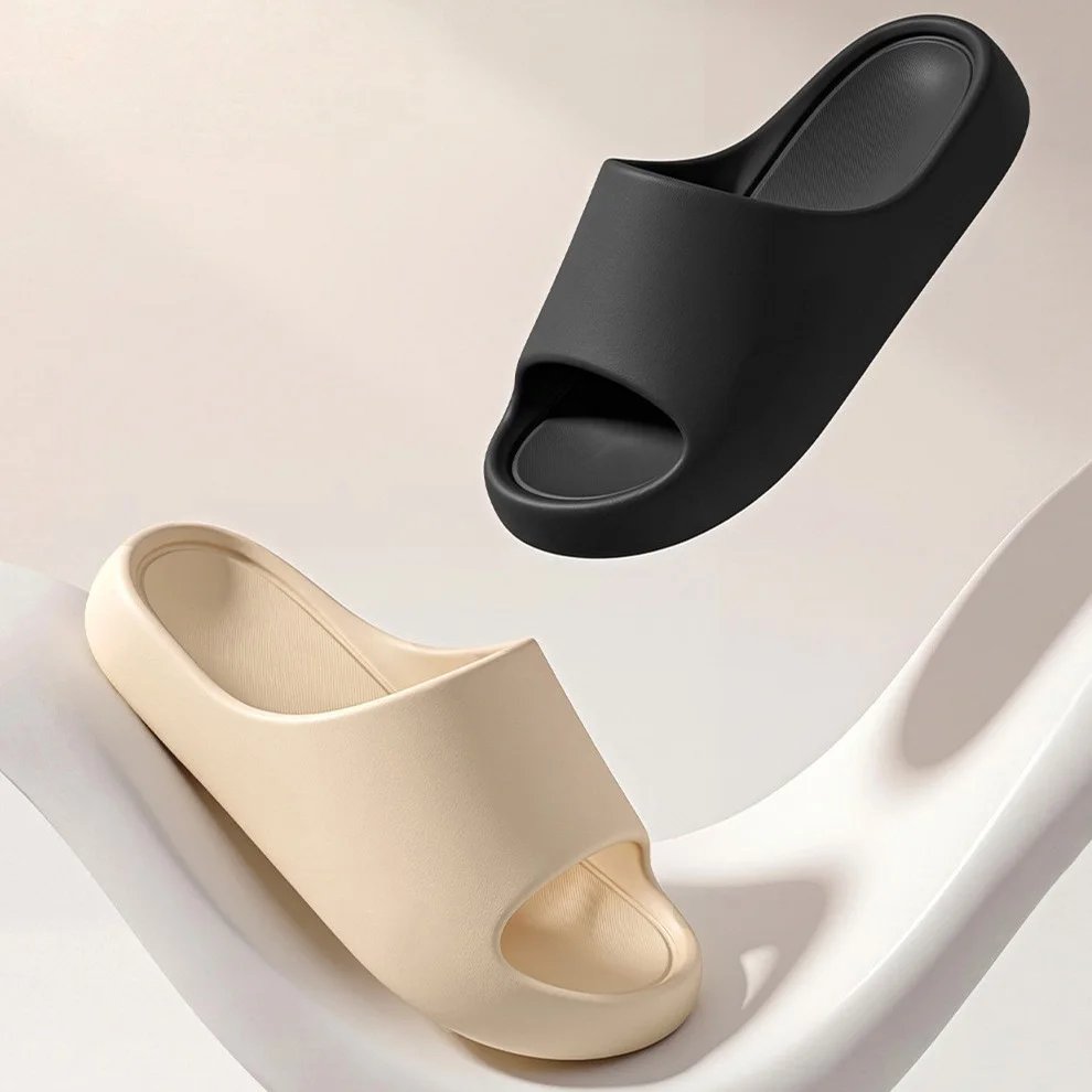 New Summer Women Men Light Slippers Thick Sole Bathroom Flats Couples Non-Slip House Slides Solid Color Soft EVA Floor Shoes