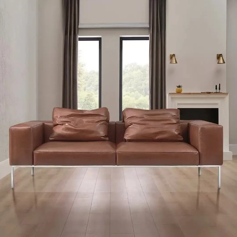 X-S  medieval leather sofa light luxury small apartment designer HG