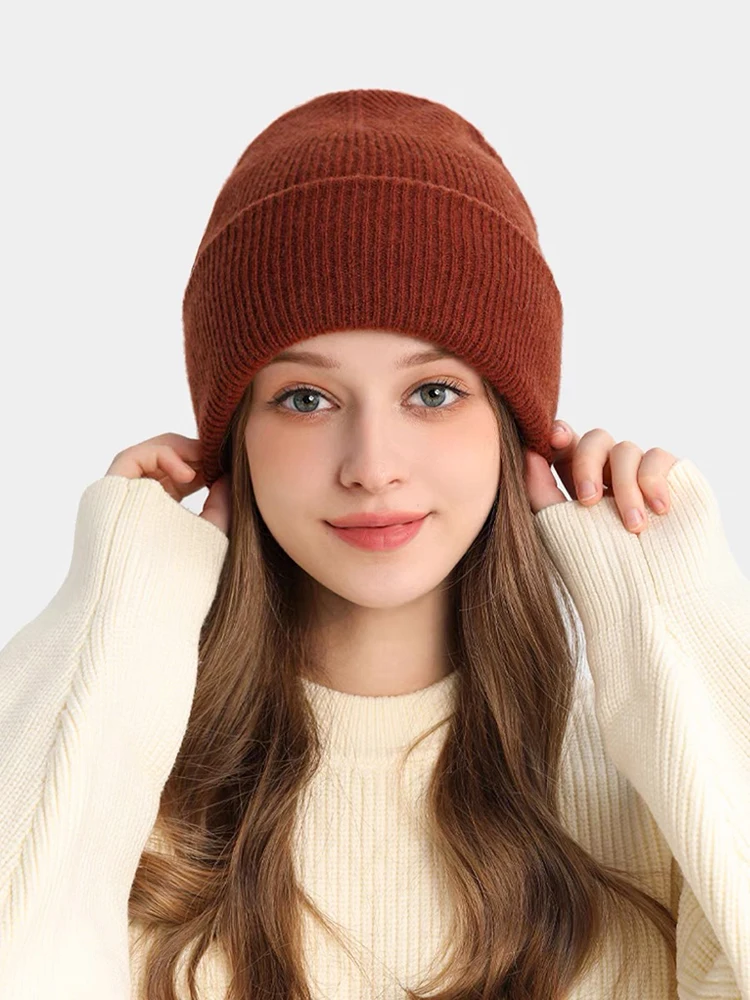 Solid Wool Hat Women Autumn Winter Wool Beanie Thick Warm Knitted Teenage Girls Wool Cap Men Beanie