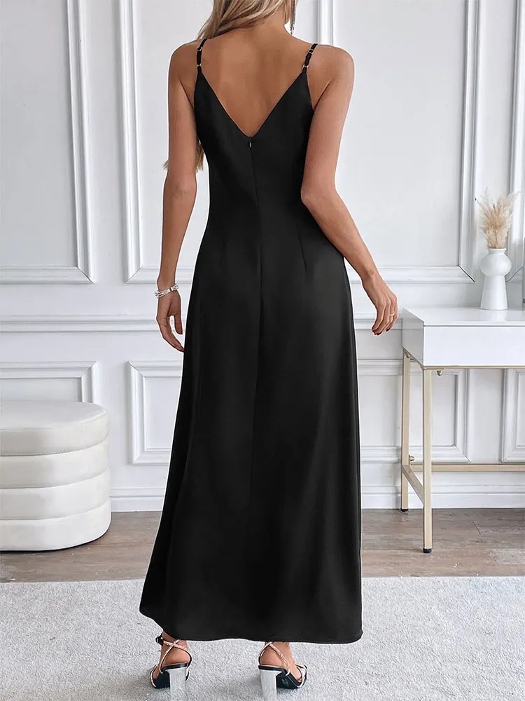 COOL BABES-2 Women\'s Maxi Dresses New Summer Black Sexy Deep V-neck Sling Backless Dress Female High Quality Slim Dress Clothing