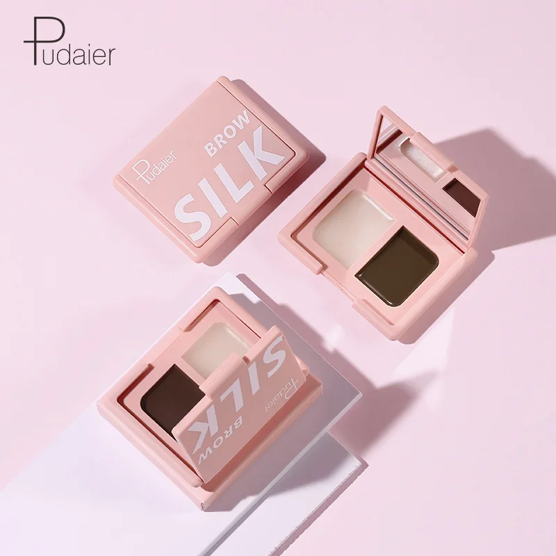 2 Color 2 in 1 Powder Palette Makeup Black Brown Coffee Waterproof Eyebrow Powder Eyeshadow Eye Brow Palette With Brush Eyebrow