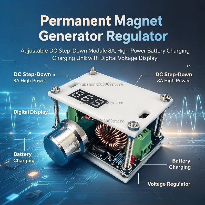 Permanent Magnet Generator Voltage Regulator Module, Adjustable DC Step-Down Module 8A, High-Power Battery Charging Unit
