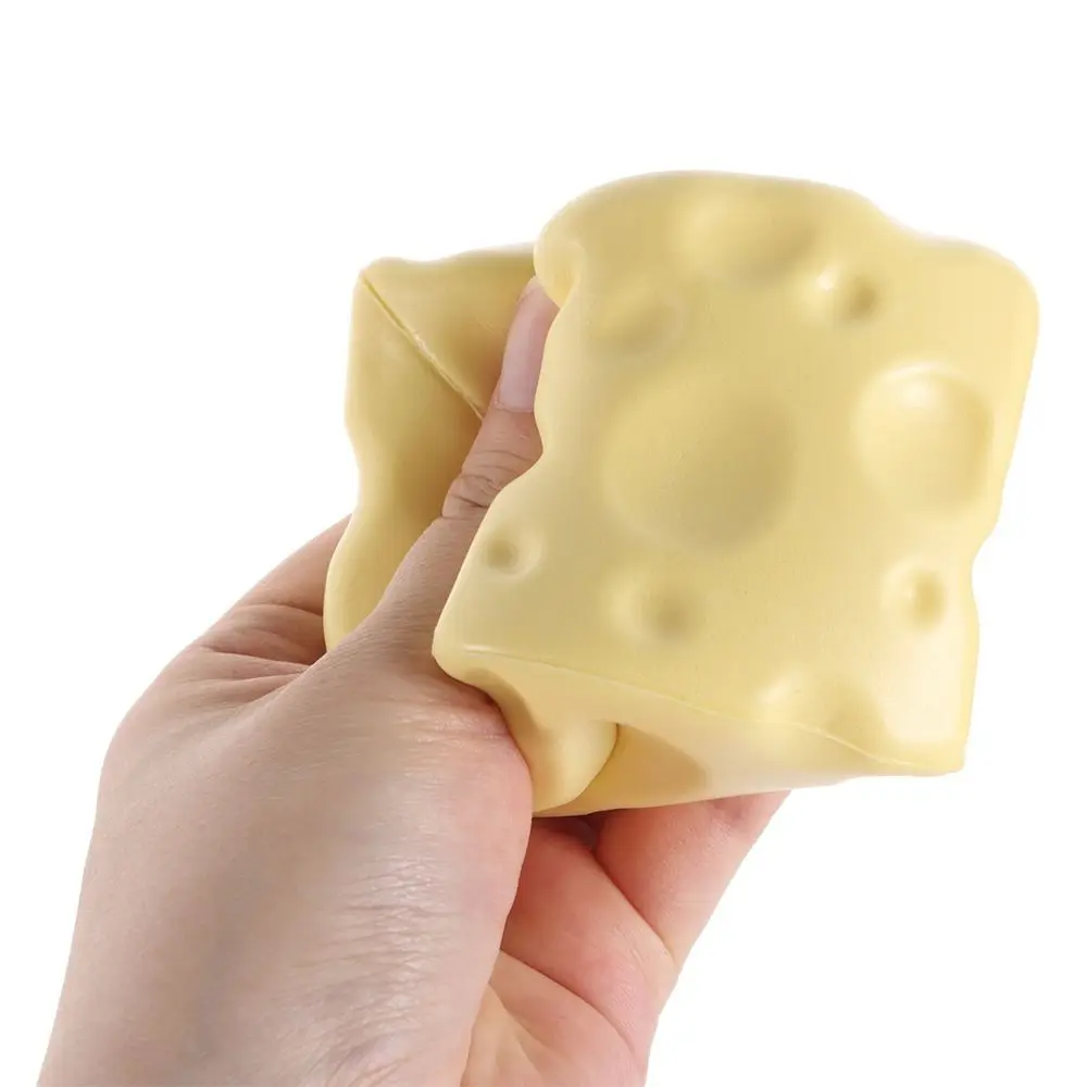 Shapeable Cheese Pinch Toy Squishy Texture Non-Bounce Cheese Cube Stress Ball Anti-Stress ASMR Sensory Stress Toy Stress Relief