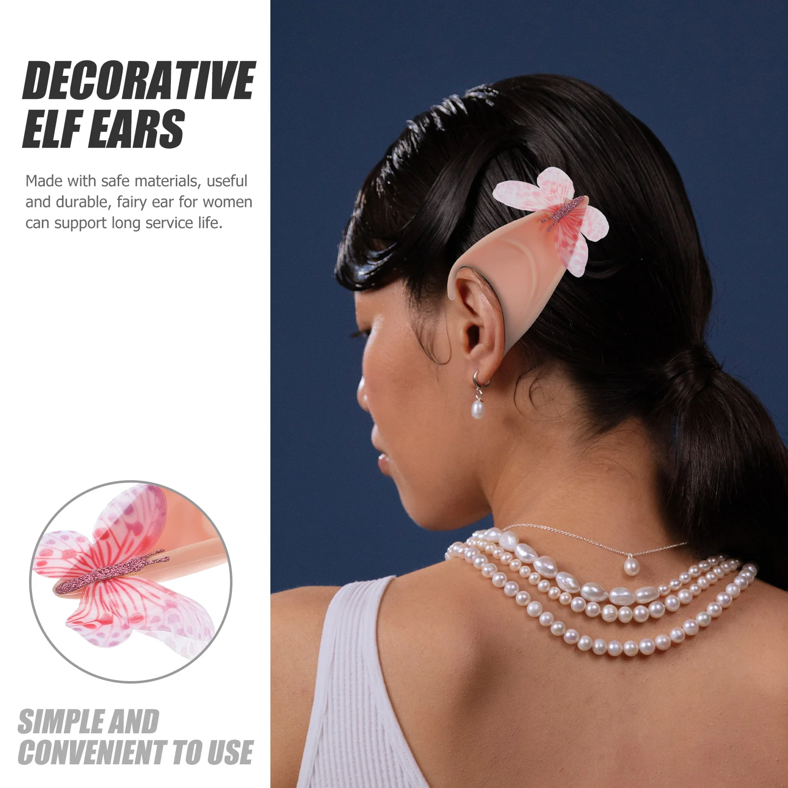 1 paire d'oreilles d'elfe féeriques décoratives, accessoire de Cosplay papillon pour fête d'halloween, bal de promo, séance Photo, oreilles de fée pour Cosplay