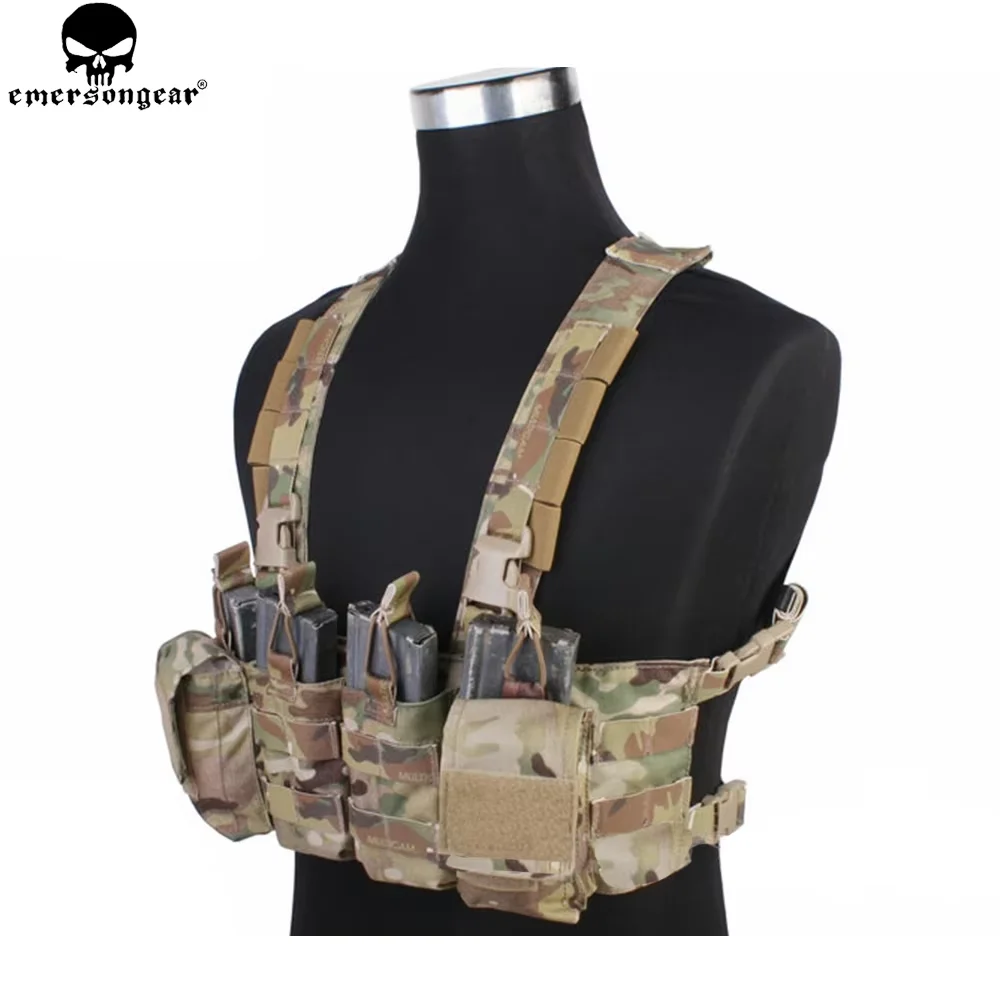 Emersongear Easy Chest Rig Vest Tactical Combat Recon Vest with Magazine Pouch Airsoft Hunting Paintball Vest Multi-camo EM7450