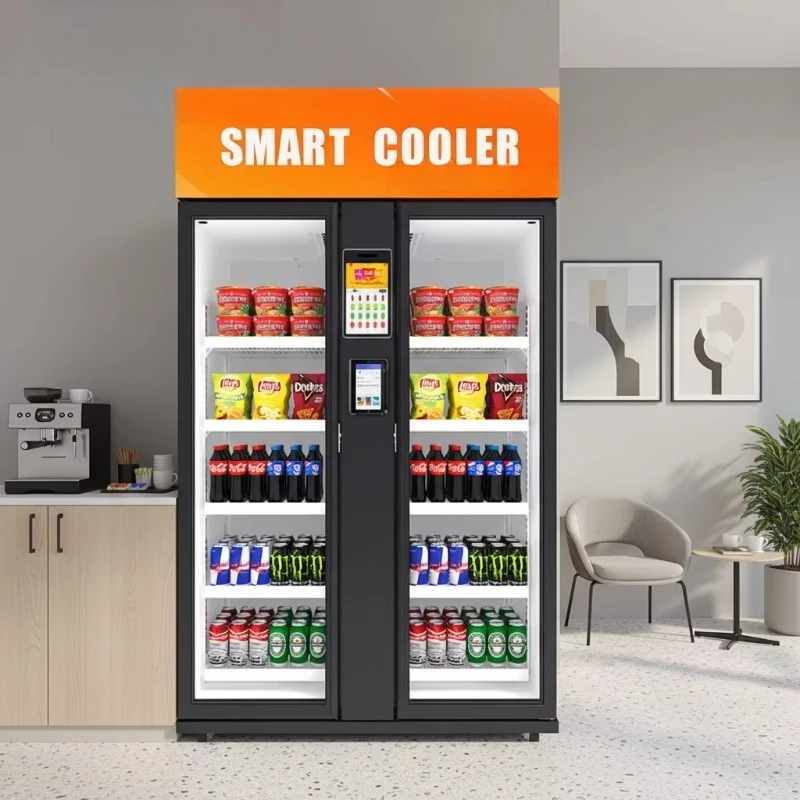 Intelligent Visual Refrigerated Vending Machine, Fresh Food Snack Beverage Combo, Card Payment,   Remote Control