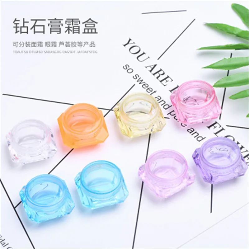 

100pcs Lotion Bottle 3g 5g Plastic Diamond Shaped Cosmetic Jars Skin Care Containers Vial Face Cream Sample Pot Nail Art Gel Box