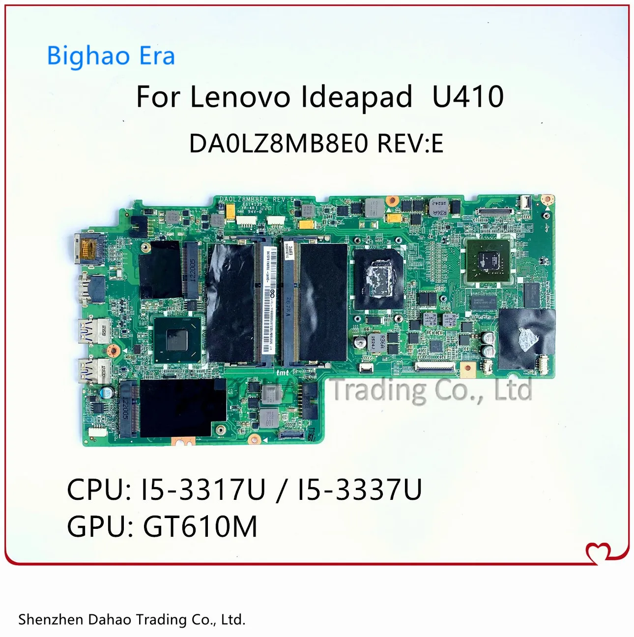 

DA0LZ8MB8E0 REV:E For Lenovo Ideapad U410 Laptop Motherboard With i5-3317U/3337U CPU GT610M GPU FRU 90002850 90002377 100% Test