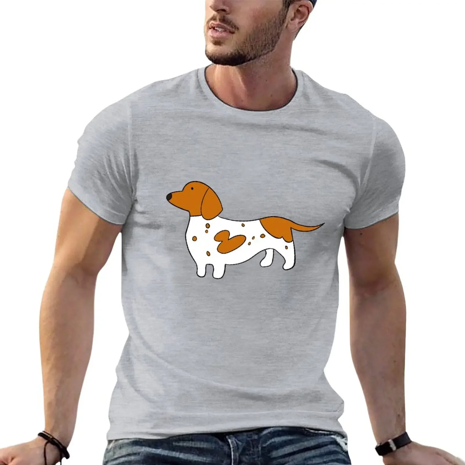 Red Piebald dachshund weenie dog sticker T-Shirt anime hippie clothes Men's t-shirts