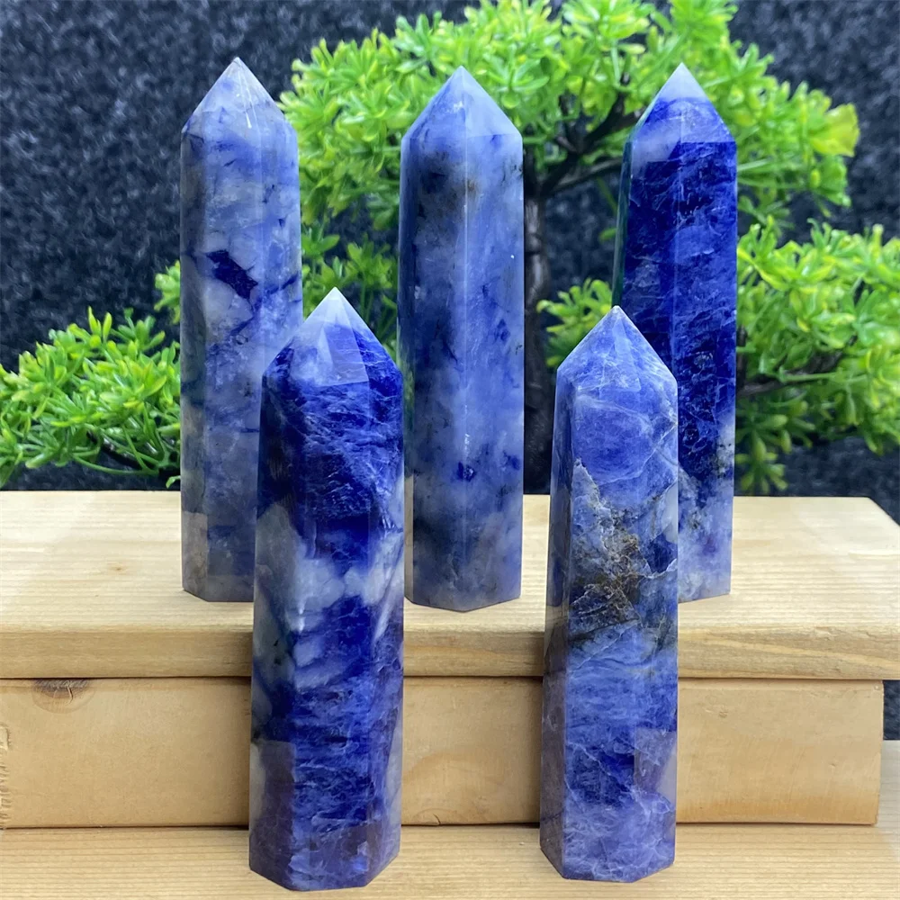 

Natural Mineral Quartz Blue and White Porcelain Hexagonal Obelisk Stele Reiki Healing Ore Wand Spiritual Chakra Home Decor