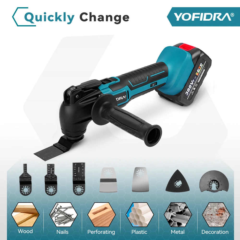 Yofidra Oscillating Multifunction Tool 6 Gears Variable Cordless Woodworking Trimmer Cutting Tools For Makita 18v Battery