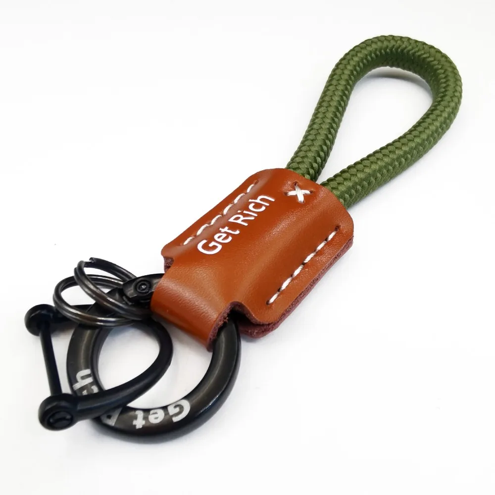 Durable Leather Car Key Ring Black Buckle Anti-lost Wrist Rope with Screwdriver Key Strap Gift
