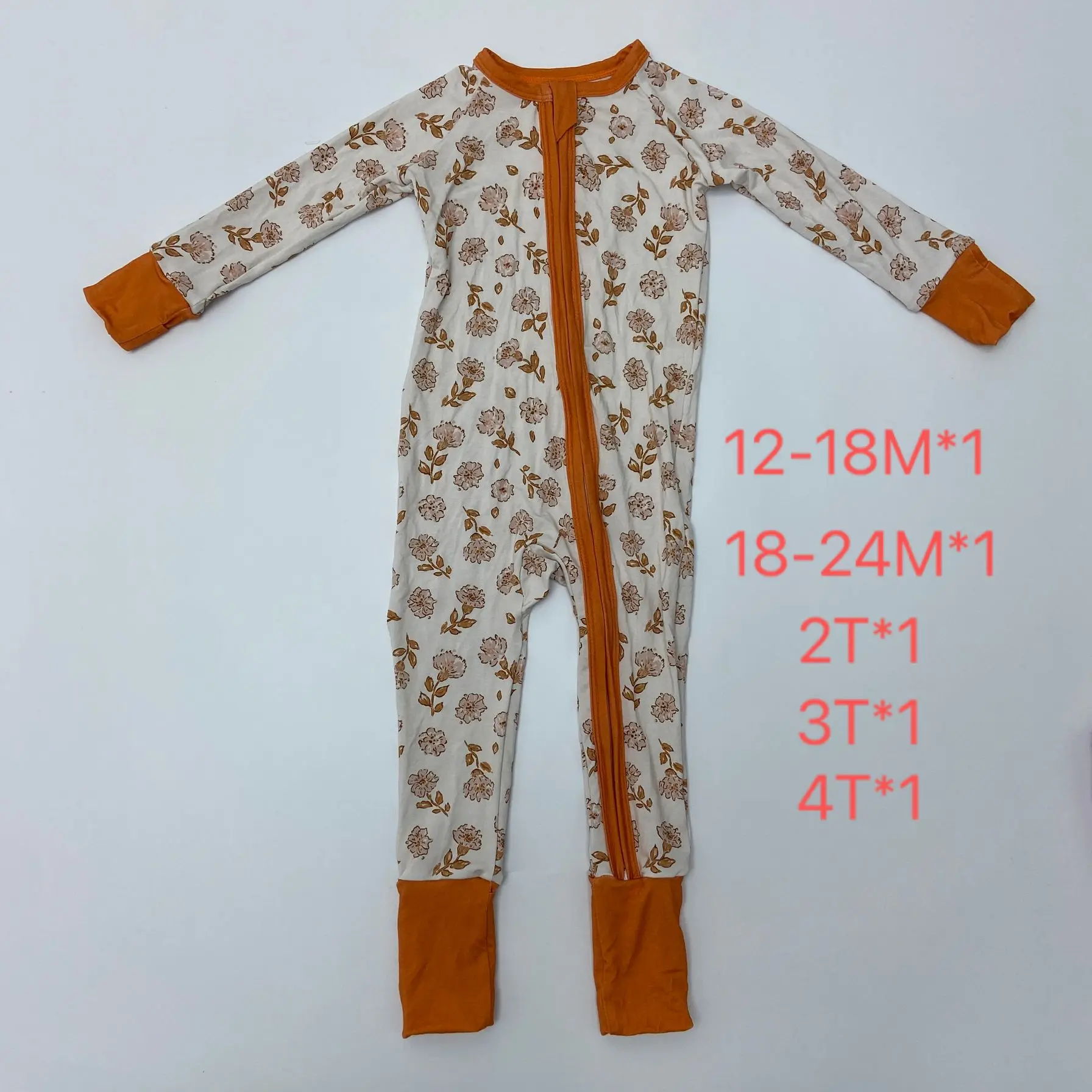 Baby Casual Cute Flower Print Long Sleeve Long Leg  Newborn One-Pieces Clothing Bodysuit Multicolor Baby Girl bamboo Romper