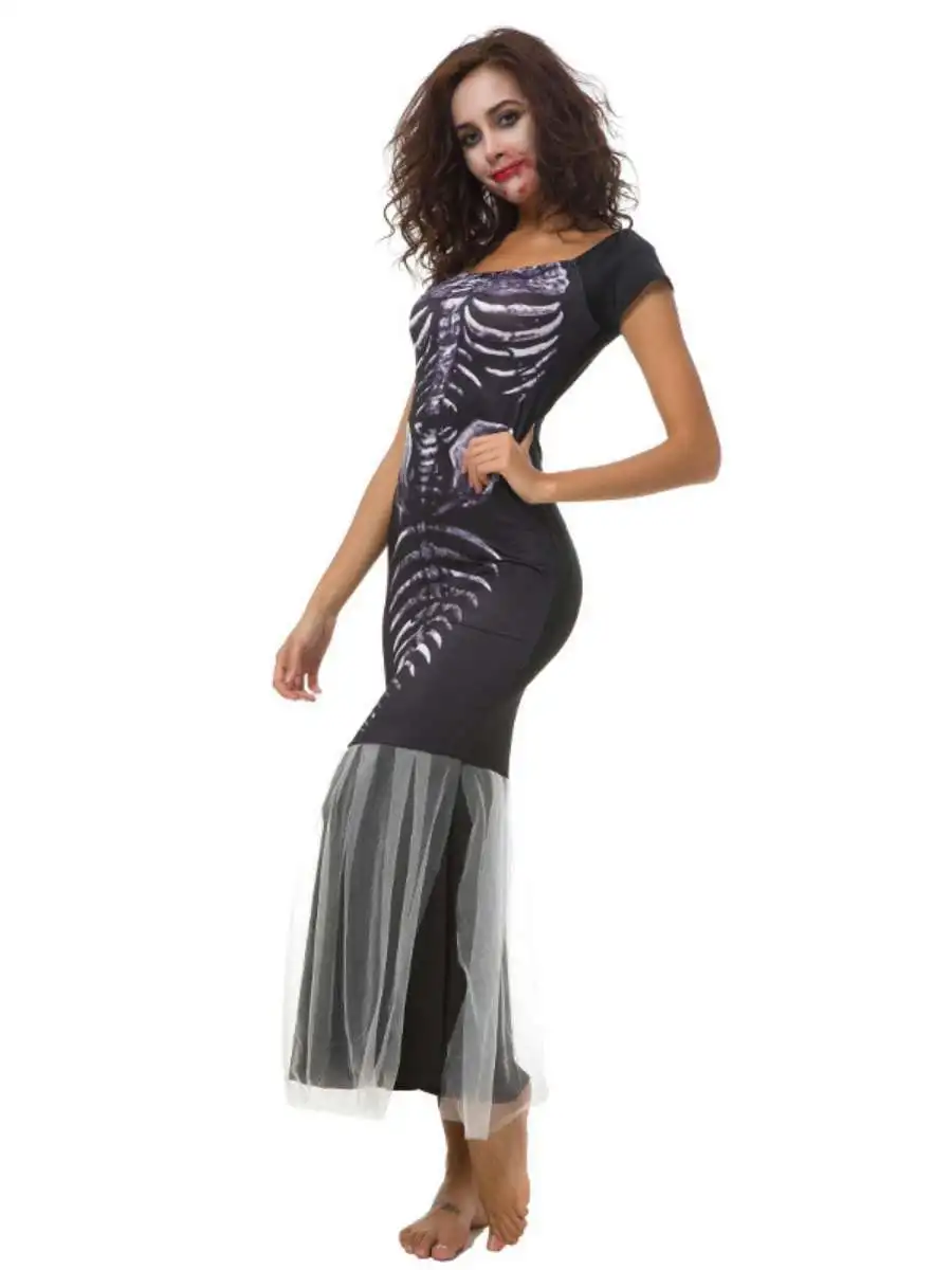 

Новый костюм ведьмы на Хэллоуин, белый тюль, юбка с хвостом Fi, ночной призрак, женский наряд ведьмы, дизайн Ele, полиэстер, материал