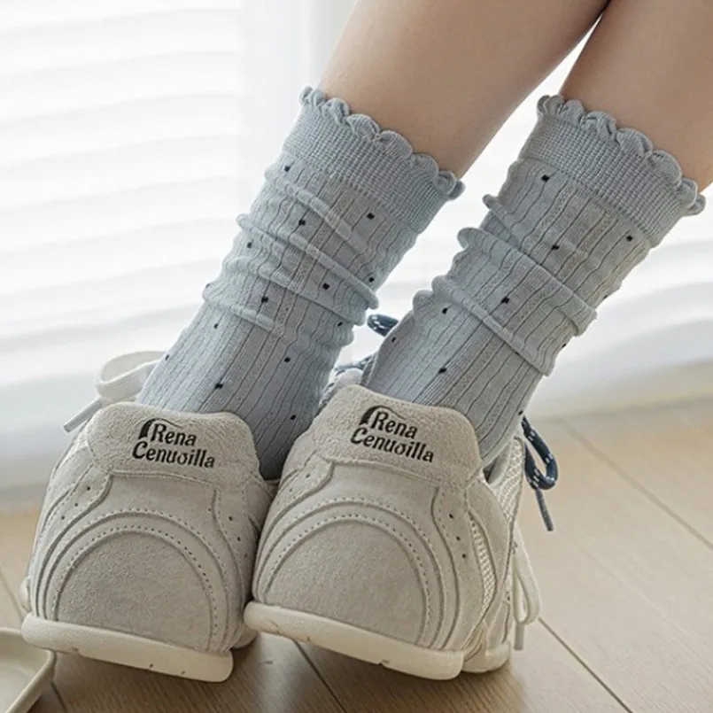 Kawaii Socks Women Polka Dot Female Slouch Harajuku Casual Foot Middle Tube Socks Ladies Fashion Japanese Sweet Gift Thin