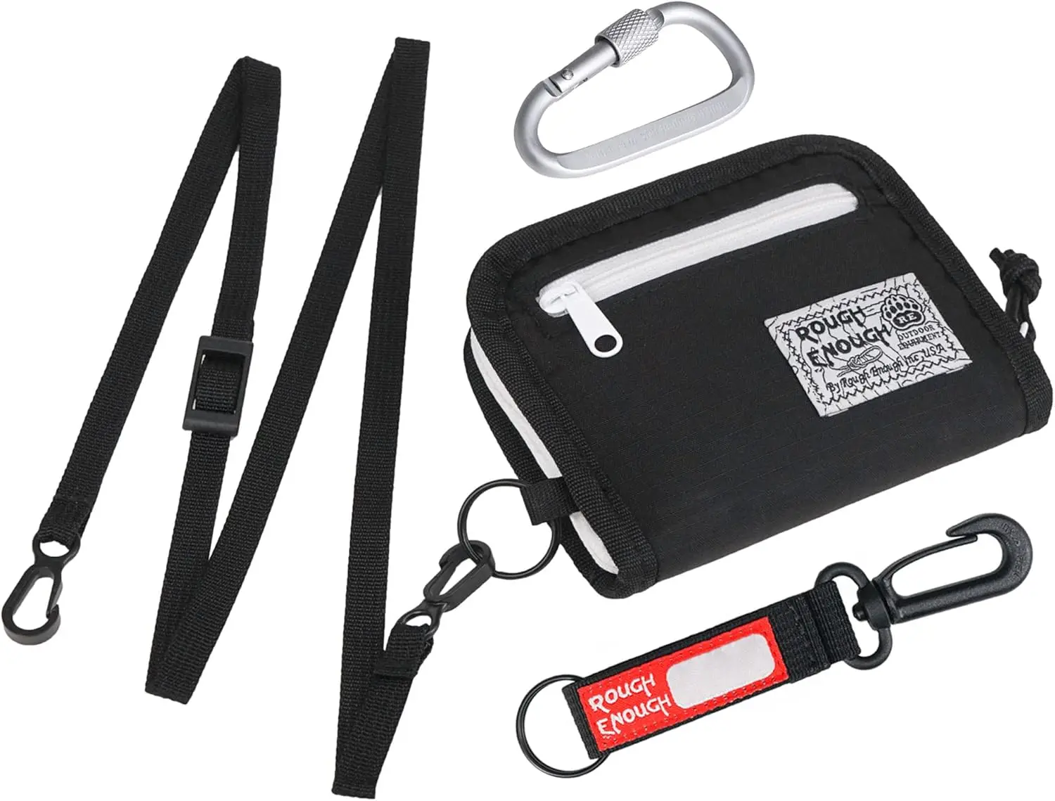 

Rough Enough Boys Wallet for Teen Kids Men Neck Lanyard Card Holder Pouch with Zipper Keychain Coin Purse RE8364