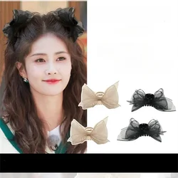 2pcs Lace Bow Sweet Hair Clips Women Girls Hair Briaide Clip Korean Fashion Headdress Princess Small Grab Clip Hair Accessories