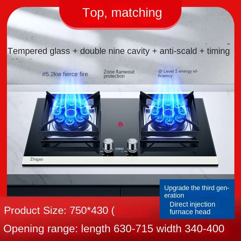 Chigo Gas Stove Double Burner Built-in Natural Gas LPG Stove with Household Embedded Design