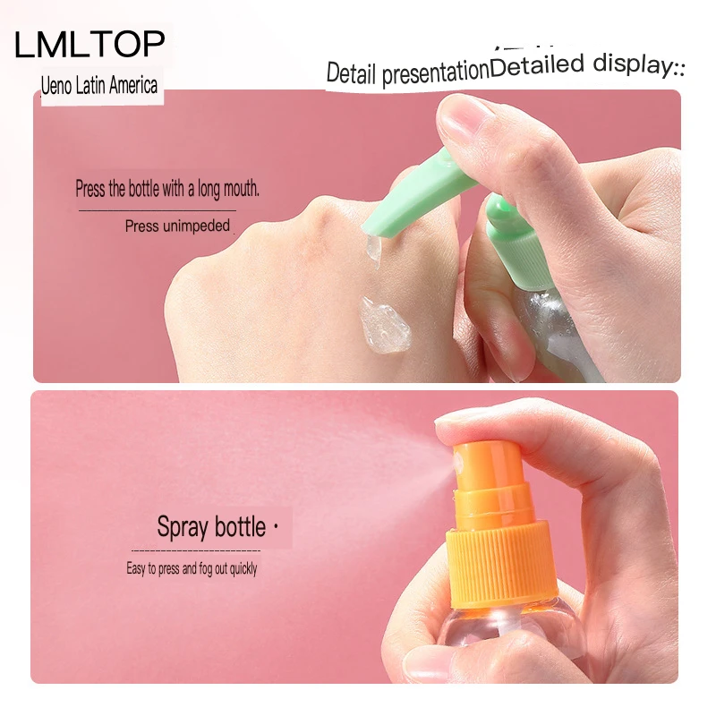 LMLTOP 7-piece Travel Set 50ml Cosmetic dispenser bottle Spray bottle pressing Cream box SY760