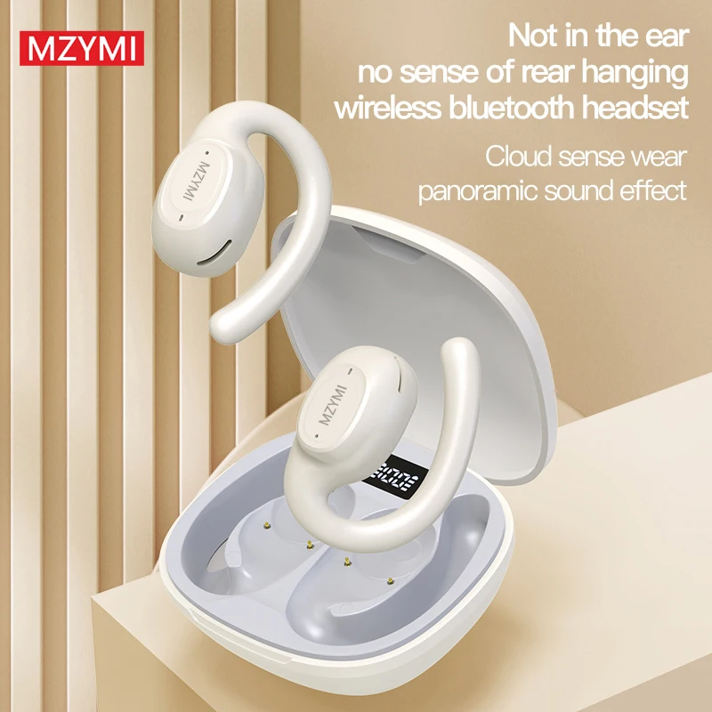 MZYMI X3 Bluetooth5.3 Headphones HiFi Sound Wireless Headset Waterproof Earphones TWS Sports Earhook LED Display Built-in Mic