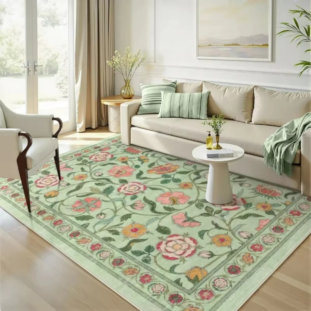 

Modern American Style Green Leaf Floral Carpet for Living Room Decor Bedroom Sofa Floor Mat Balcony Lounge Kitchen Nonslip Rug