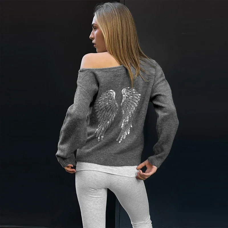 Pailletten-Engelsflügel-Kapuzenpullover für Damen, lockere Langarm-Pullover, Top zum Abnehmen, Yoga-Hose, Set, 2025, neue lässige Damen-Zweiteiler-Sets – Detail 13