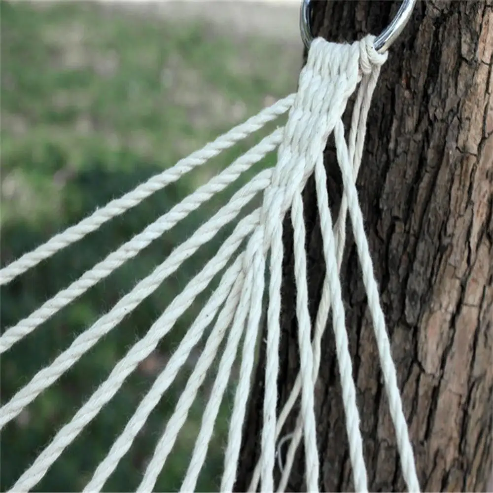 Outdoor Travel Wooden Stick Cotton Rope Hammock Swing Hanging Sleep Bed Netting