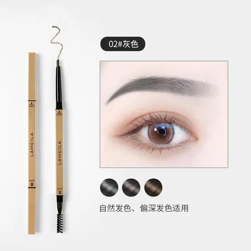 Double headed eyebrow pencil, extremely fine, waterproof, sweat resistant, and long-lasting