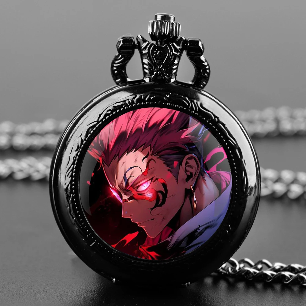 Vintage Anime Sukuna Pocket Watch Jujutsu Kaisen Mens Elegant Pocket watch With Chain Masculino Relogio Kids Gift Clock Retro