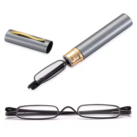 Elegant Reading Glasses Metal Frame Ultra-thin Men Women Reading Glasses Portable Mini Reading Presbyopia Eyeglasses with Box