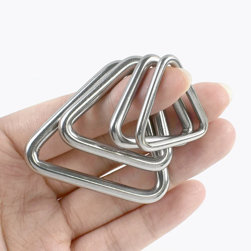 2/5/10P 304 Stainless Steel D Ring Buckles Webbing Strap Connectors Hook Dog Collar Triangle Rings Buckle Bag Hanger Loop Clasp