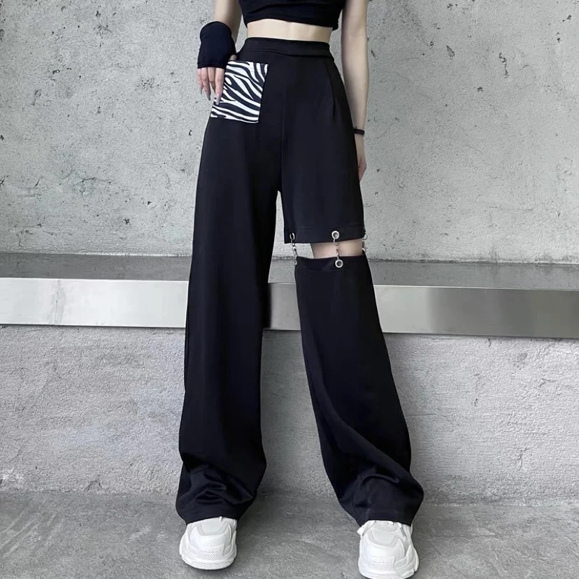 Y2K Hipster Unisex Men Pants Summer Thin Trendy Chic Vibe Trousers Hippie Streetwear Jogging Wide Leg Straight Sexy Male Pants